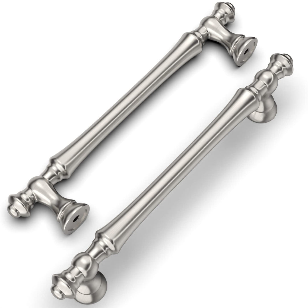 Amerdeco 10 Stück Möbelgriffe Gebürsteter Nickel, 128mm Lochabstand, Zinklegierung Schubladengriffe