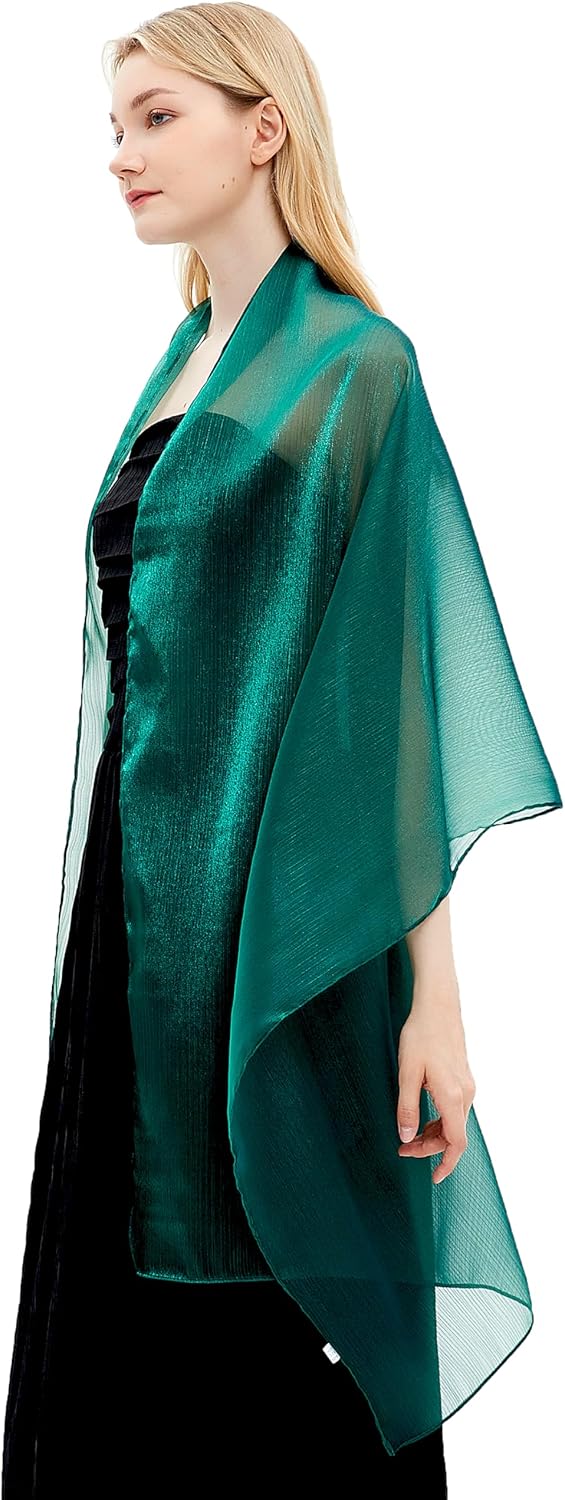Damen Schals und Wraps für Abendkleider Leichte Sheer Crepe Tücher Shimmer Hochzeit Party Stole Dunk