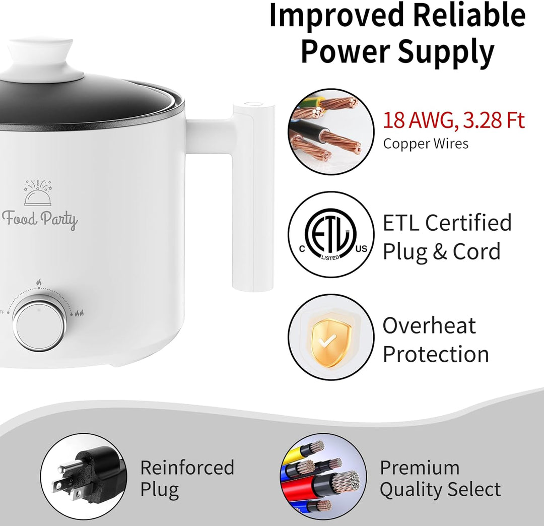 Food Party Hot Pot Elektrisch Hotpot Topf 1,8L Elektrischer Kochtopf 220V Nudelkocher Elektropfanne