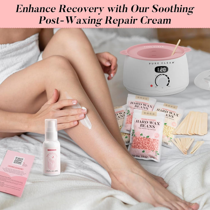 PURECLEAN Waxing Set – Schnell Aufheizender Digitaler Wax Maschine – 4 Packungen Wachsperlen, Nachwa