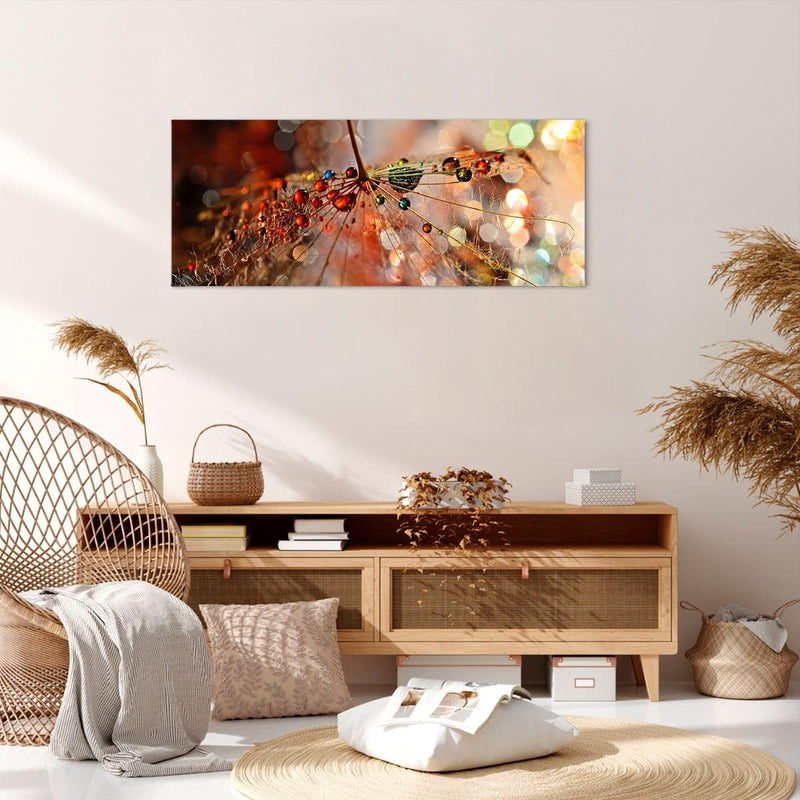 Wandbilder Dekoration Wohnzimmer Spinnennetz modern Panorama Bilder auf Leinwand 120x50cm Leinwandbi