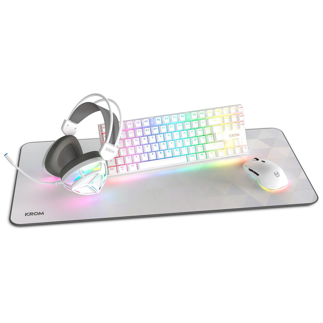 KROM Klass – 4-in 1 Gaming-Set: Mechanische TKL, Tastatur RGB, spanisches Layout, optische Maus mit