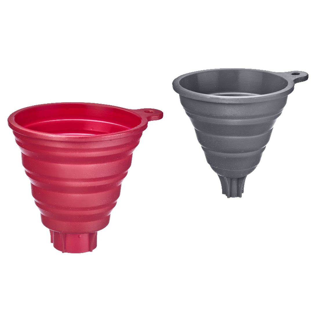 Westmark Trichter-Set, 2tlg., Ø 10 und 11 cm, Faltbar, Silikon, Grau/Rot, 21212270 Grau/Rot, Faltbar
