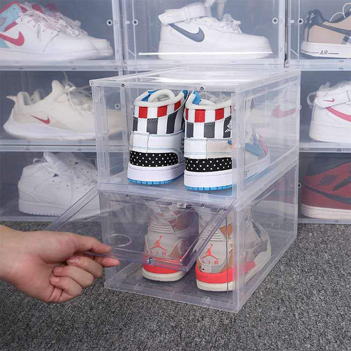 Schuhbox, stapelbarer Schuhorganizer, Kunststoffbox mit durchsichtiger Tür, Schuhaufbewahrung, einfa