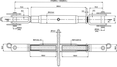 DEMA Unterlenker Stabilisator M27x3 470-650 mm