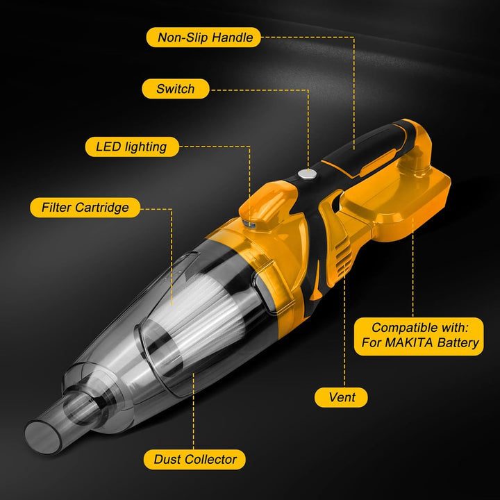 Akku Handstaubsauger kompatibel mit Dewalt 20V Batterie, 10000Pa Tragbar Staubsauger mit Fugendüse,