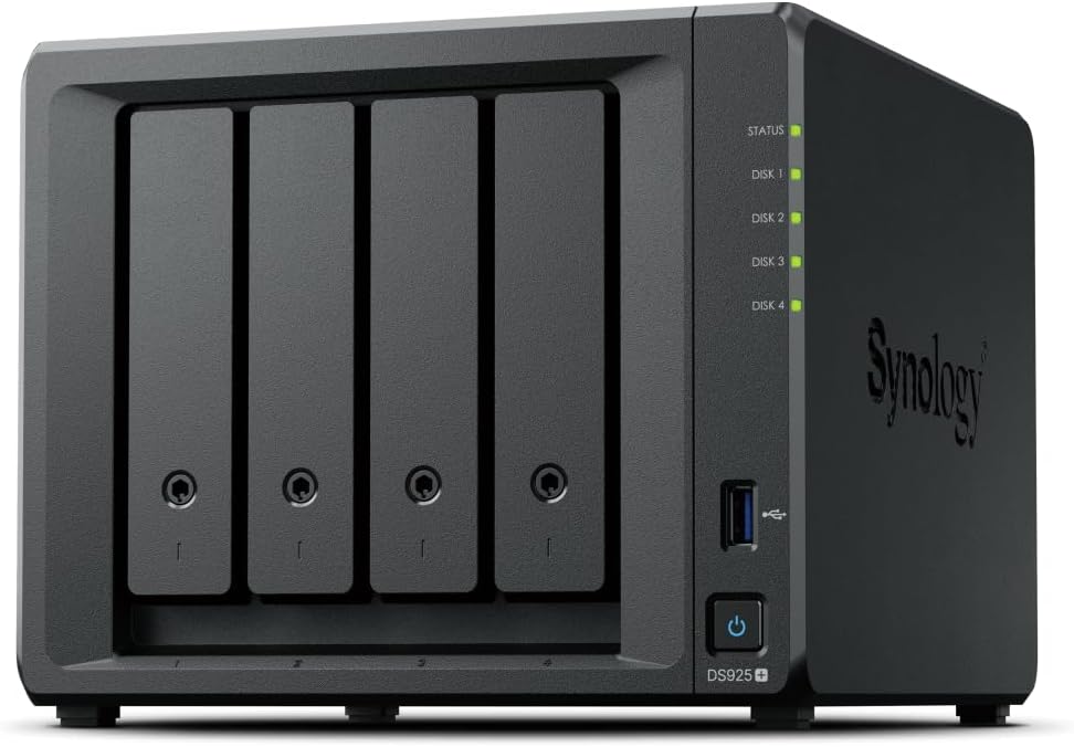 Synology DS925+ Bundle 24TB Bestpreis Festplatten (4X 6TB) 4Bay Desktop NAS, 2.5GbE-Ports, 4GB RAM,
