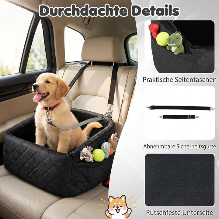 COSTWAY Hunde Autositz für kleine bis mittlere Hunde, Hundeautositz mit Sicherheitsleinen zum Anklip