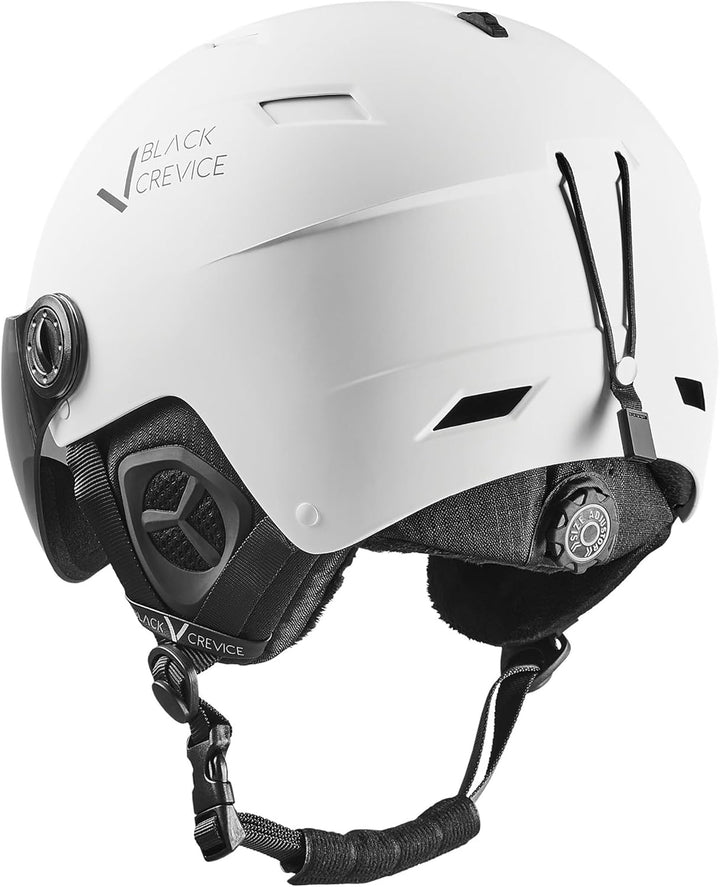 BLACK CREVICE Skihelm mit Visier Kirchberg I Atmungsaktiver Skihelm Herren & Damen mit Lüftungsöffnu