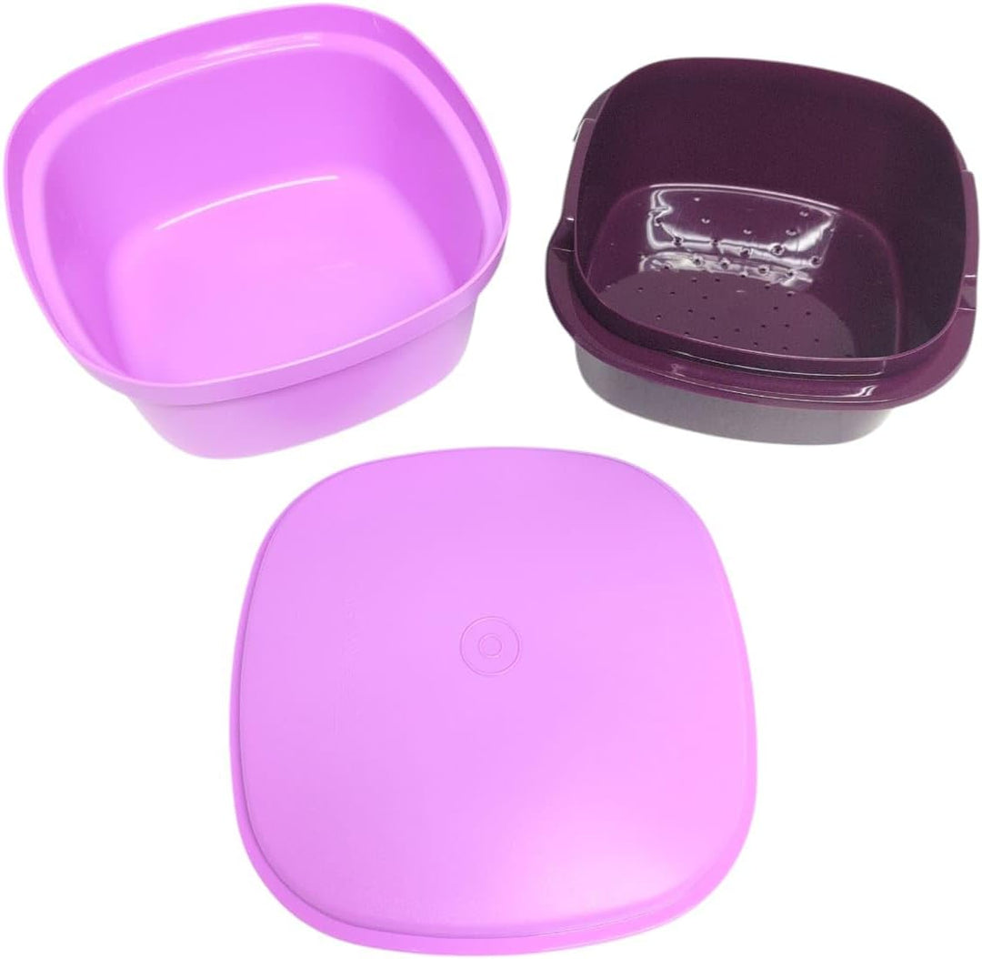 Tupperware kleiner Super Servierstar Siebservierer Thermo-Duo Küchenhelfer mit Sieb in grün weiss Kü