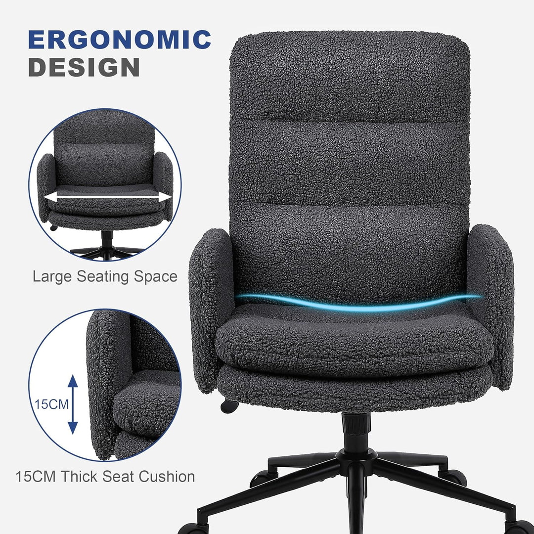 Youhauchair Schreibtischstuhl aus Kaschmir, Bürostuhl Ergonomisch mit hoher Rückenlehne, Bequemer Sc