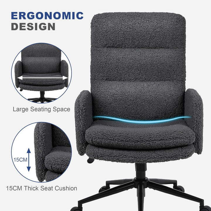 Youhauchair Schreibtischstuhl aus Kaschmir, Bürostuhl Ergonomisch mit hoher Rückenlehne, Bequemer Sc