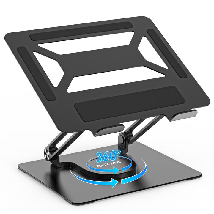 BoYata Laptopständer für Schreibtisch, Verstellbarer Computerständer mit 360°Drehbarer Basis, Ergono