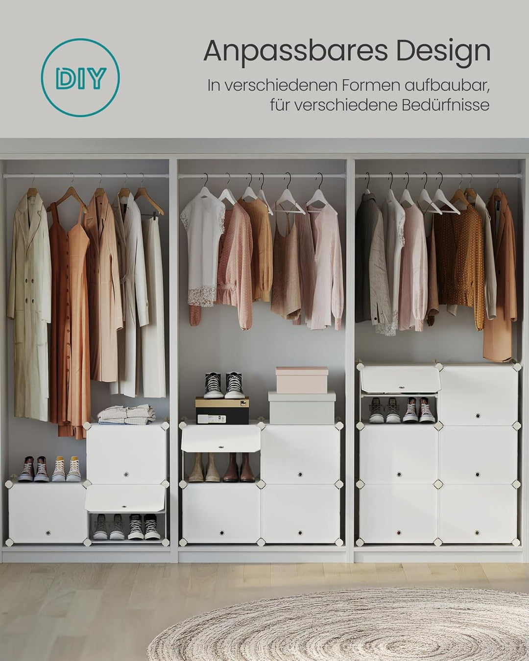 SONGMICS Schuhregal, Schuhschrank, für Garderobe und Eingangsbereich, anpassbar, 10 Fächer, für bis