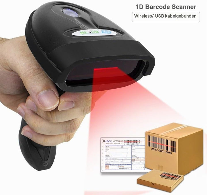 NETUM Wireless Barcode Scanner 2 in 1 2.4G Wireless & USB Wired 1D Laser Barcode Reader Handheld Bar