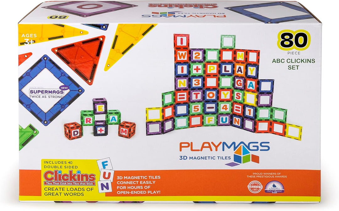 Playmags 80 Stück Magnetic Fliesen Gebäude Set: Bildung Clickins Das Kit enthält 40 Magnetische Fens