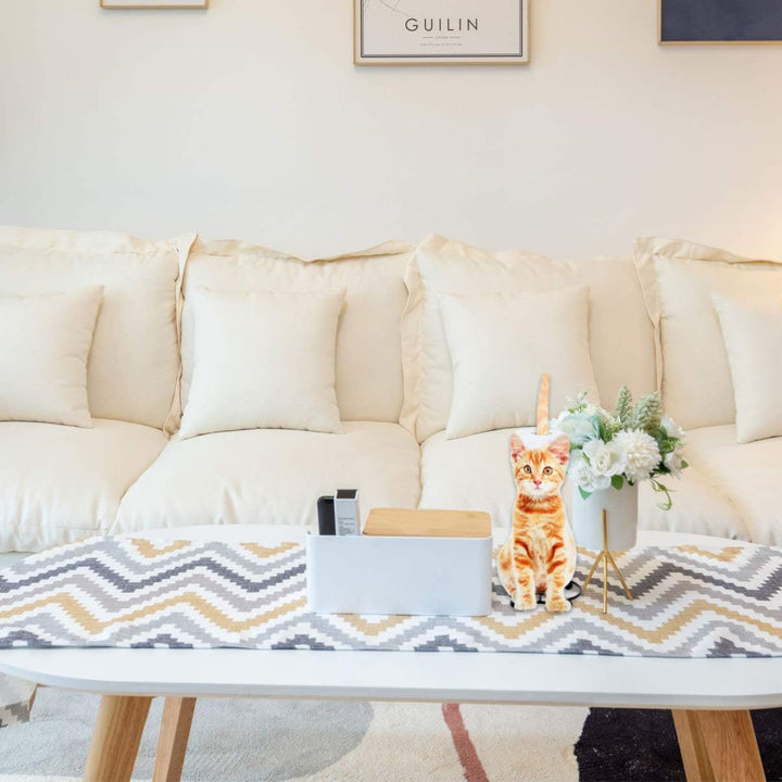 HEMOTON Stehender Rollenhalter Küchenpapierhalter Orange Katze Figur Eisen Kunst Toilettenpapierhalt