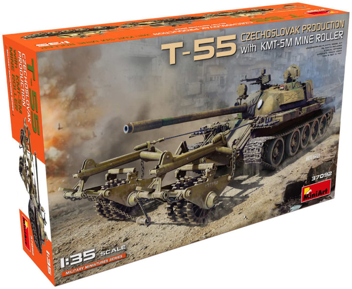 Mini Art 37092 1:35 T-55 CZ Prod. M. KMT-5M Minenwalze-originalgetreue Nachbildung, Modellbau, Plast