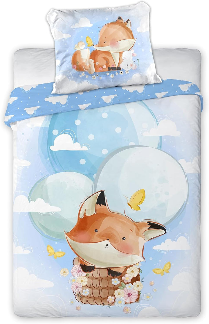 Arle-Living 3 TLG. Baby Kinder Bettwäsche Set - 100x135 cm + 40x60 cm + 1 Spannbettlaken in weiss 60