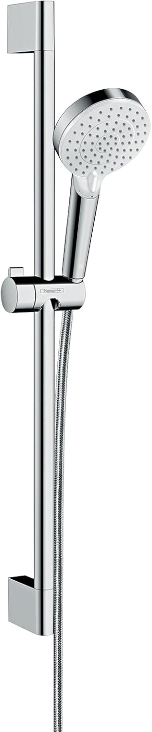 hansgrohe Crometta Duschset, 0,65 m, 2 Strahlarten, wassersparend, Weiss/Chrom Weiss/Chrom 0,65m Set