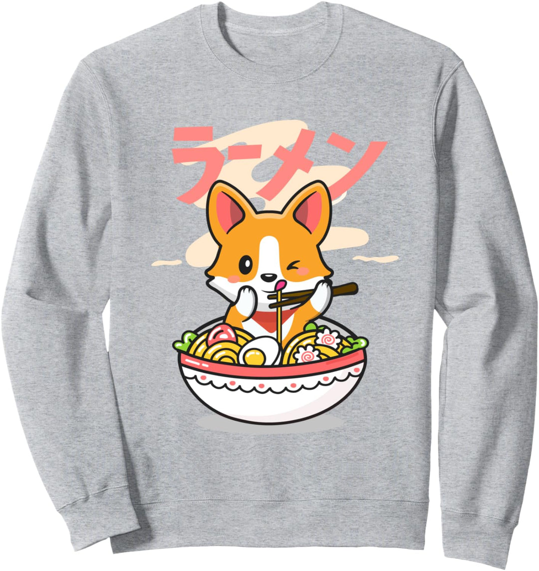 Kawaii Ramen Schale Japanische Nudeln Niedlich Anime Hund Corgi Sweatshirt