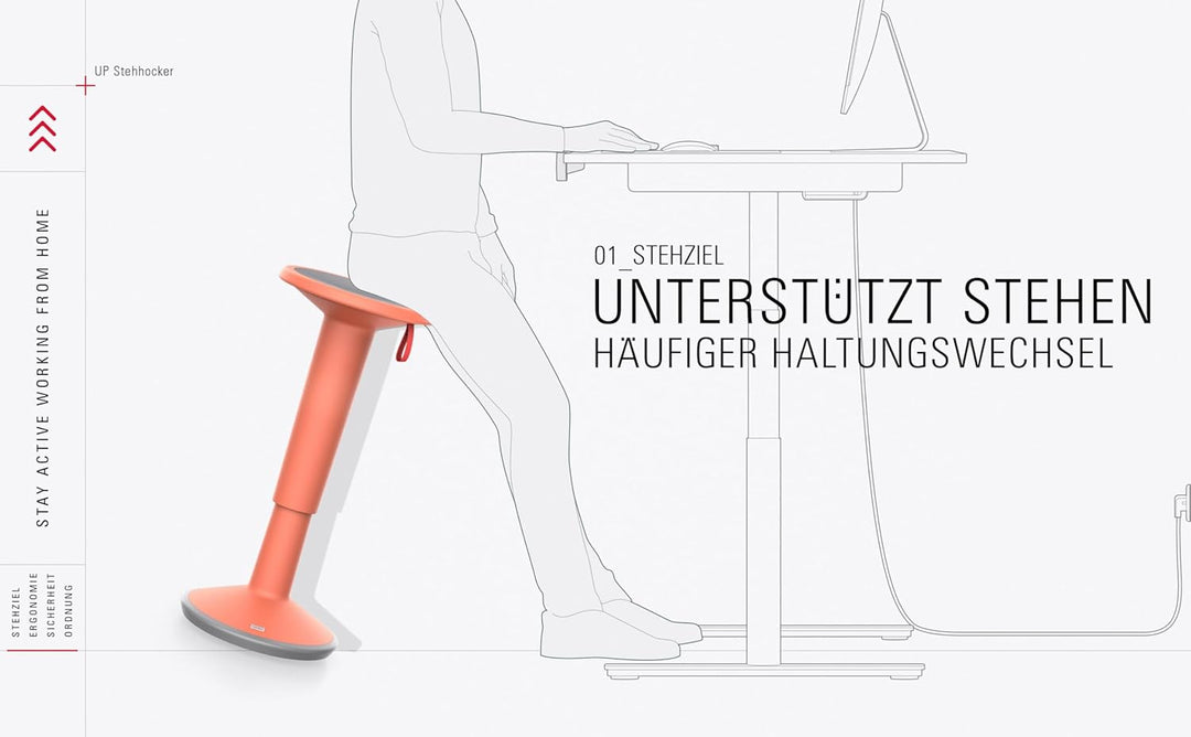 Interstuhl UPis1 Stehhocker - ergonomisch & höhenverstellbar - Hocker mit rutschhemmender Standfläch