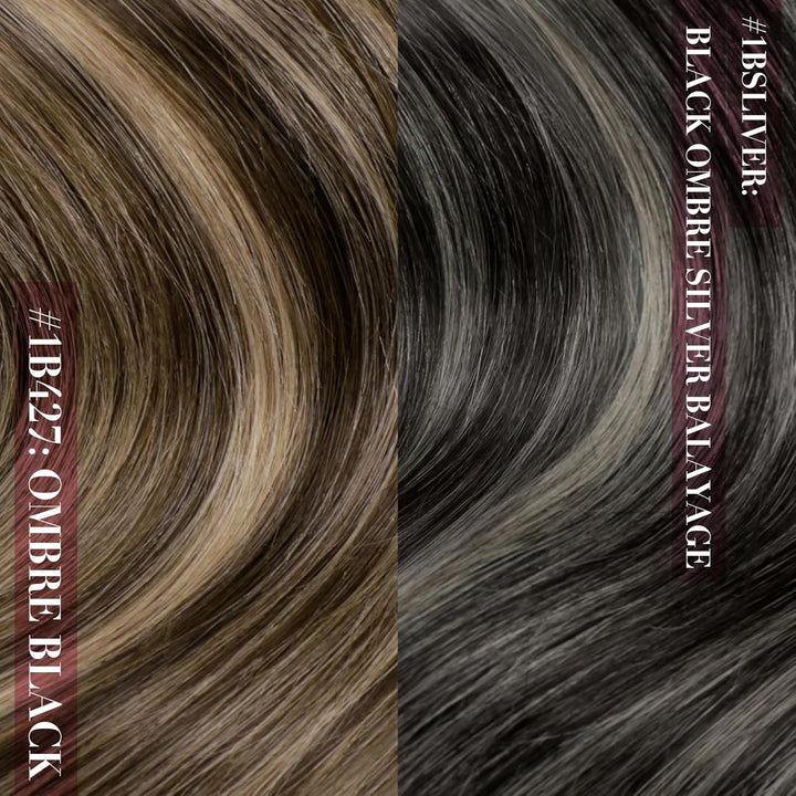 YoungSee Clip in Extensions Balayage Schwarz Echthaar Extensions Clip Schwarz Ombre Braun Blond Clip