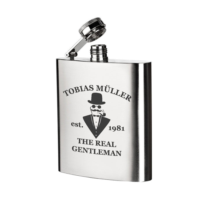 polar-effekt Edelstahl Flachmann mit Personalisierte Gravur - Schnapsflasche 200 ml - Geschenk-Idee