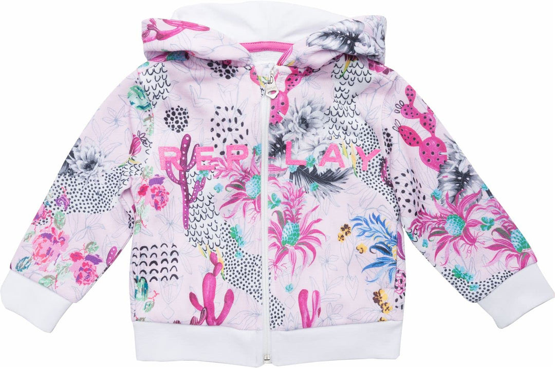 Replay Mädchen Sweatjacke mit Kapuze, 24 Monate 010 All Over Pink Tropics