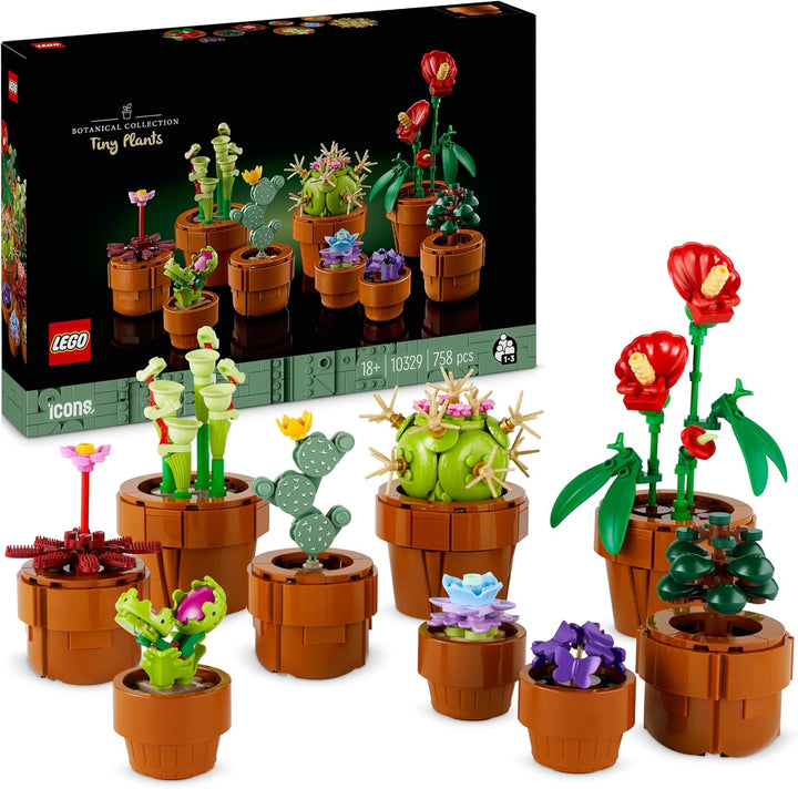 LEGO Icons Mini Pflanzen, 9 künstliche Blumen zum Bauen, Botanical Collection Sammel-Set &amp; Creator 3