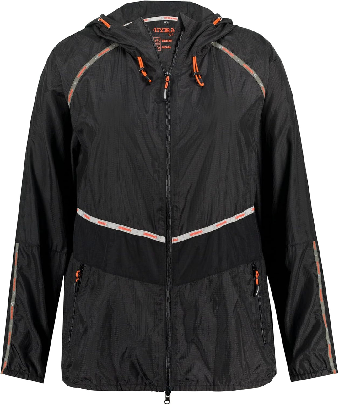 Ulla Popken Damen Leichte Funktionsjacke, Tapes, Wasserabweisend Jacken 42-44 Schwarz, 42-44 Schwarz