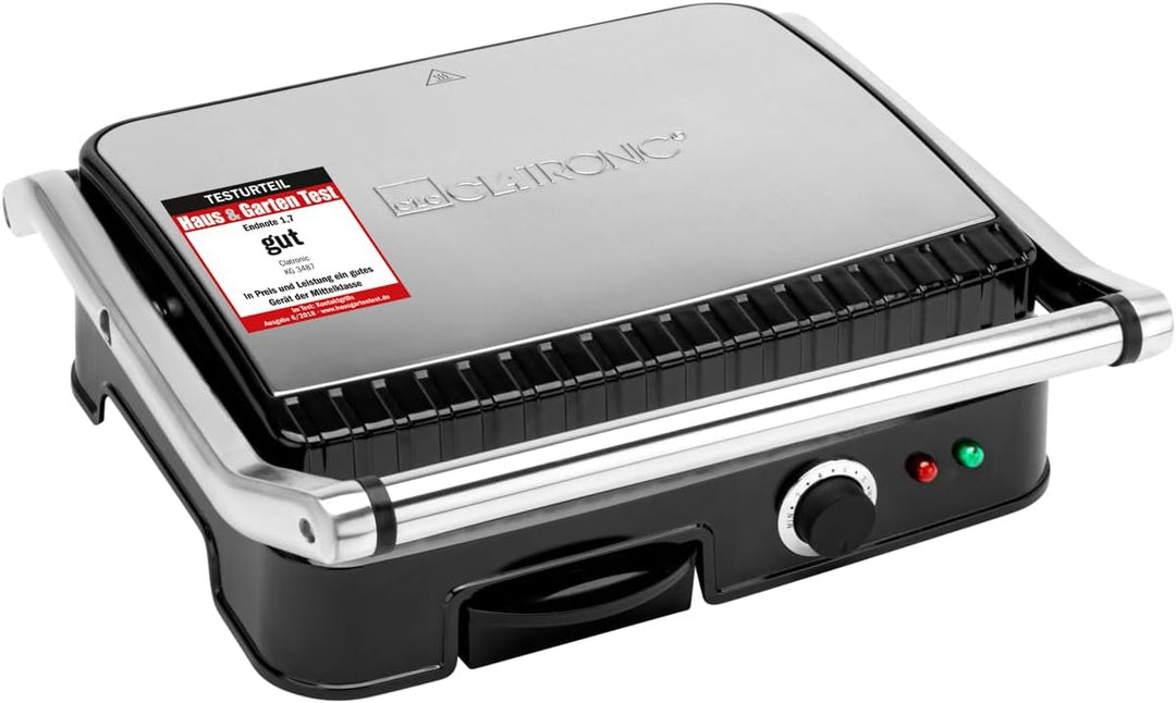 Clatronic KG 3487 Kontaktgrill für beidseitiges, fettfreies Grillen, antihaftbeschichtete Grillplatt
