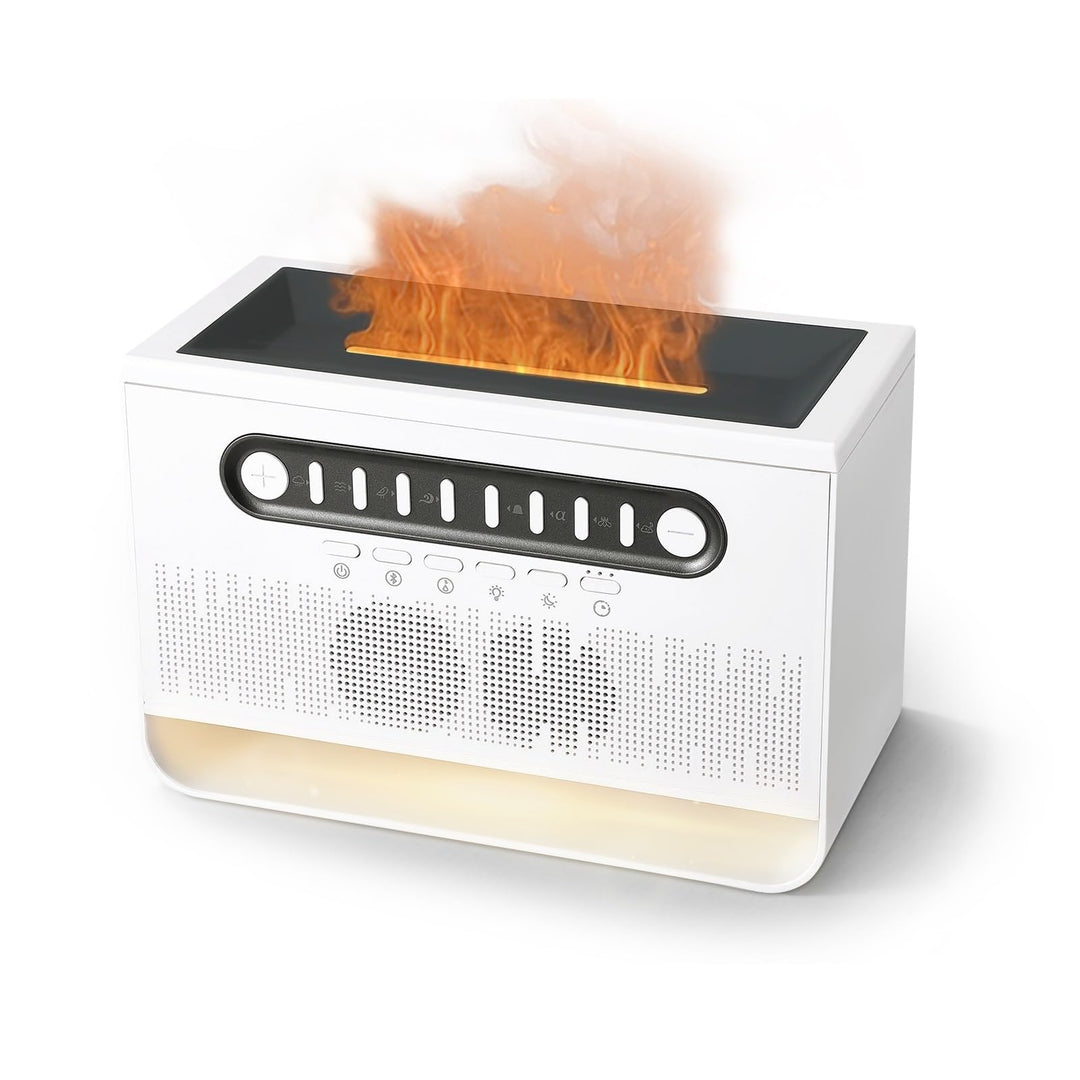 White Noise Machine, Luftbefeuchter Schlafzimmer,Flammen Aroma Diffuser mit weissem Rauschen und Far