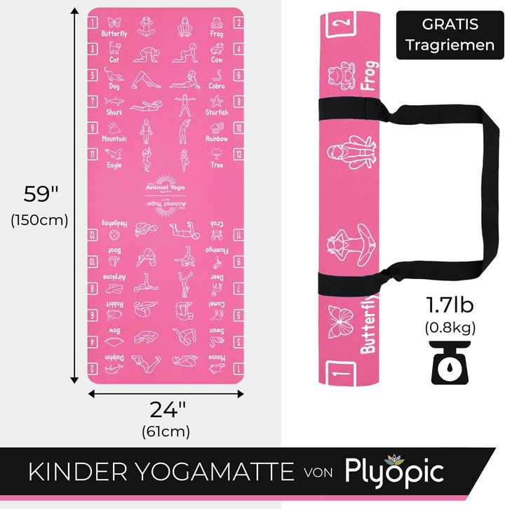 Plyopic Kinder Yogamatte – Leicht, Rutschfest, TPE Fitnessmatte – Ideal für Jungen &amp; Mädchen (3–12 J