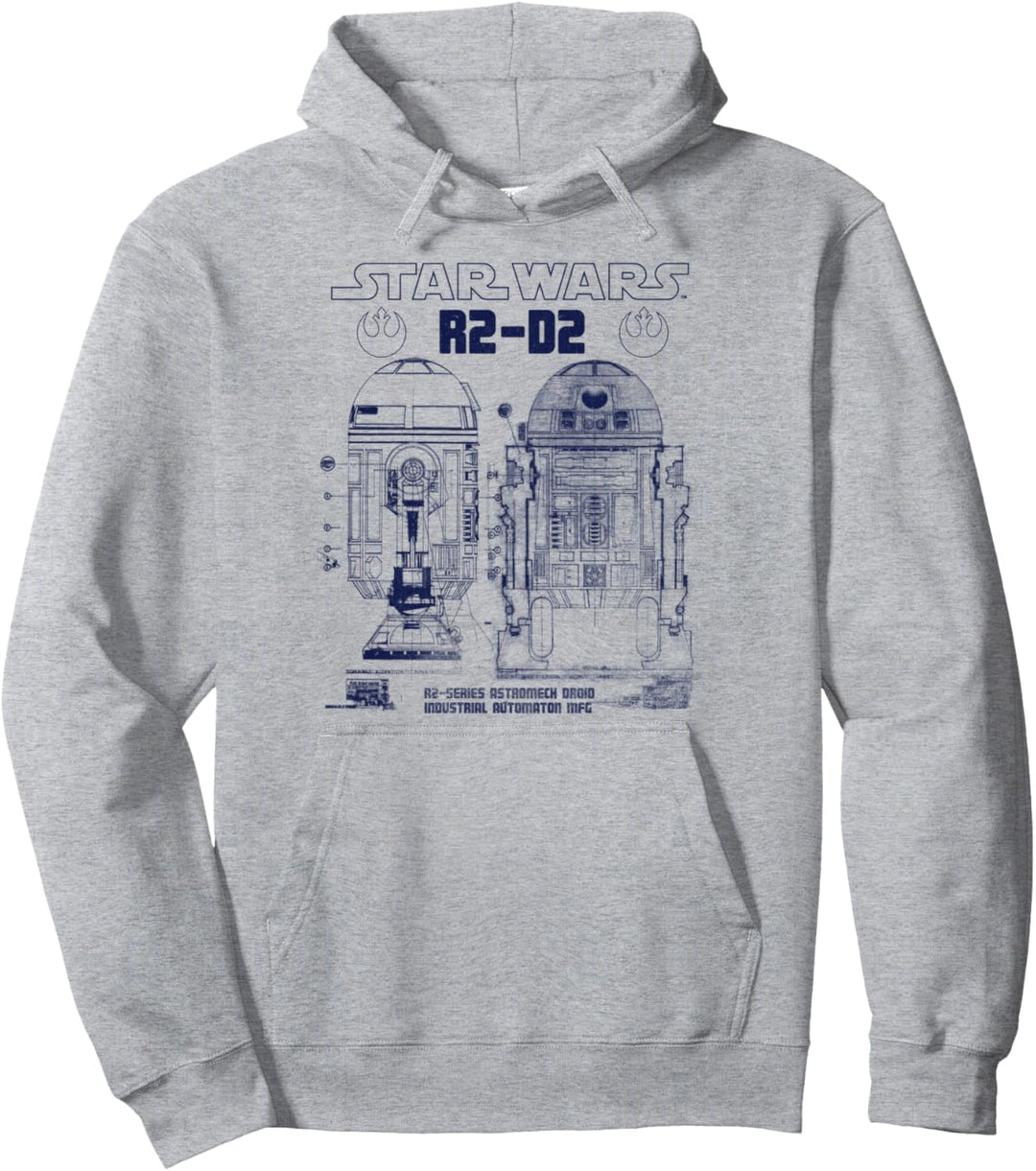 Star Wars R2-D2 Rebel Logo Schematics Poster Pullover Hoodie