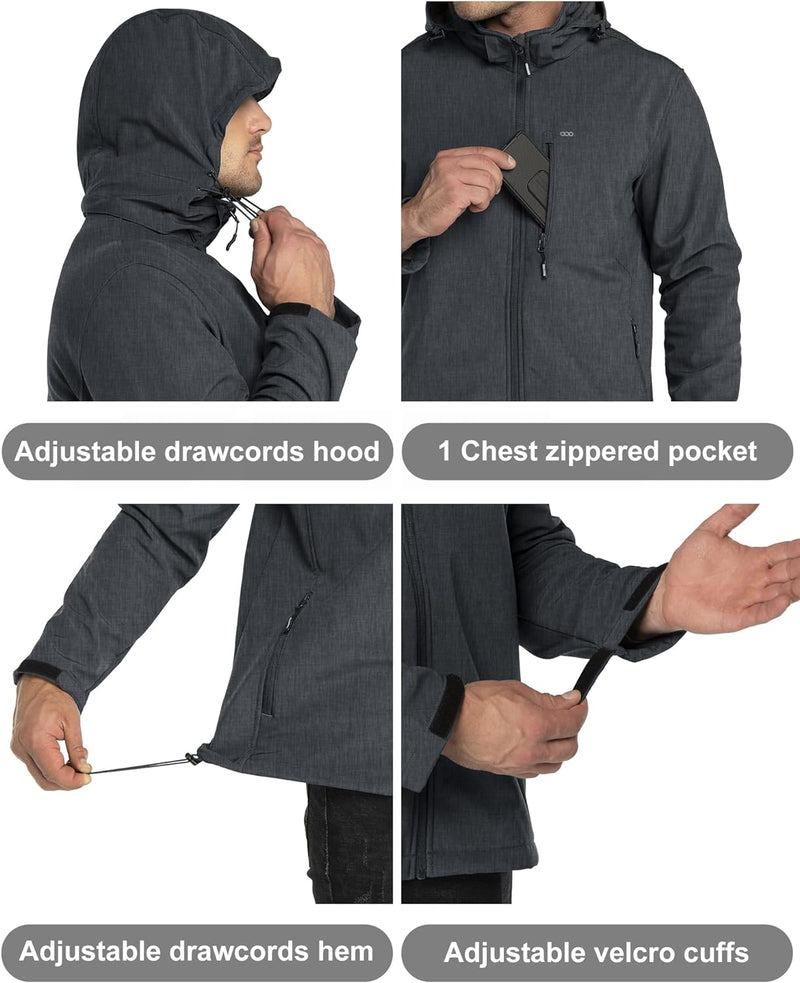 33,000ft Softshelljacke für Herren Wasserdicht Winterjacke Winddicht Warme Fleece Gefüttert Windbrea