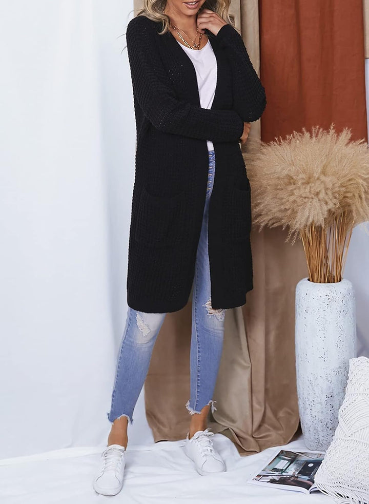 Maavoki Damen Lang Strickjacke Oversize Langarm Sweater Cardigan Casual Strickmantel Herbst Outerwea