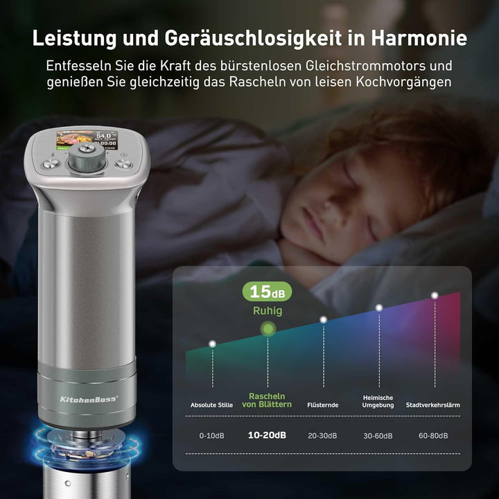 KitchenBoss Sous Vide Stick WiFi：Sous Vide Garer App-Steuerung Sous Vide Stab WLAN Präzisionskocher