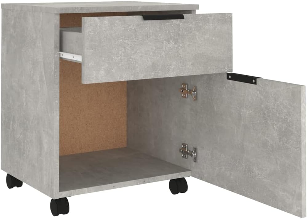 Rollcontainer Rollen Aktenschrank mit Schublade und Unterschrank, mobiler Büroschrank aus Holzwerkst