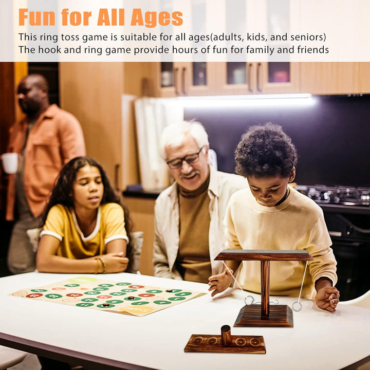 Ring Toss Game, Holz Tischplatte Hook Ringwurfspiel Kinder, Premium Party Wurfspiele Spiel für Famil