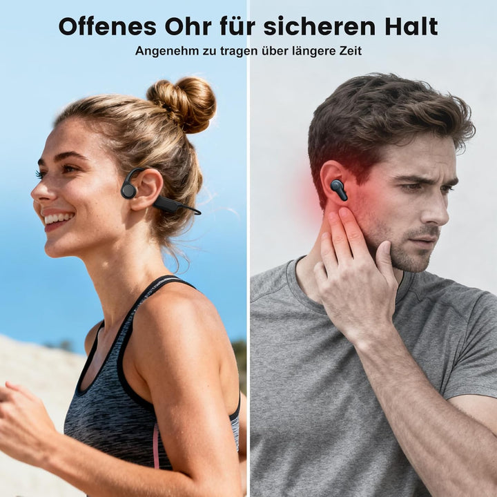 MANKIW Knochenschall Kopfhörer Bluetooth 6.0, Open Ear Sportkopfhörer, Typ-C Schnellladung, IPX5 Was