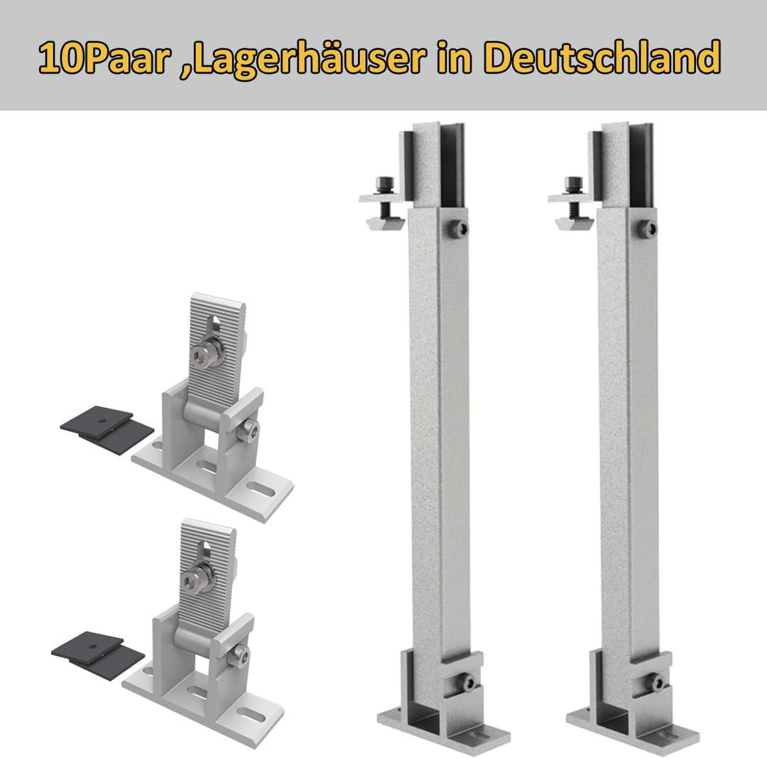 Solarmodul Dachhalterung Montage Balkongeländer, Befestigung Aufständerung, 0-60° Verstellbar Flachd