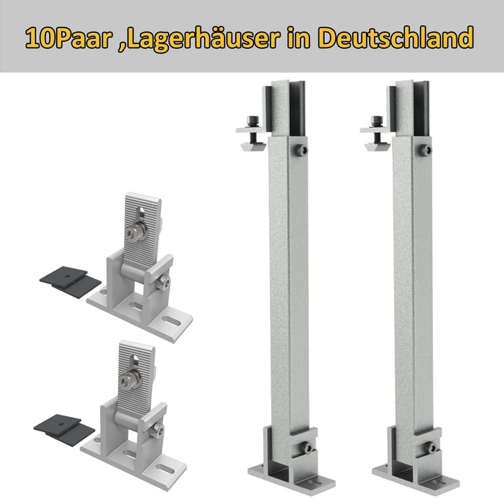 Solarmodul Dachhalterung Montage Balkongeländer, Befestigung Aufständerung, 0-60° Verstellbar Flachd