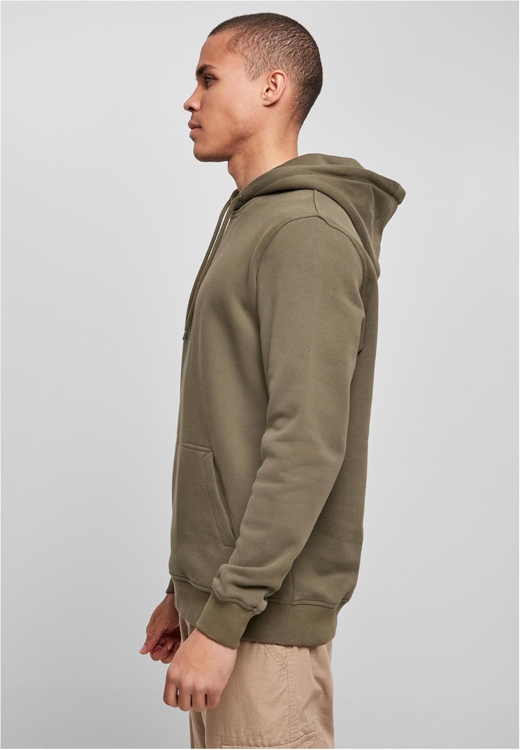 Build Your Brand mens Organic Hoody Hooded Sweatshirt L Olive, L Olive
