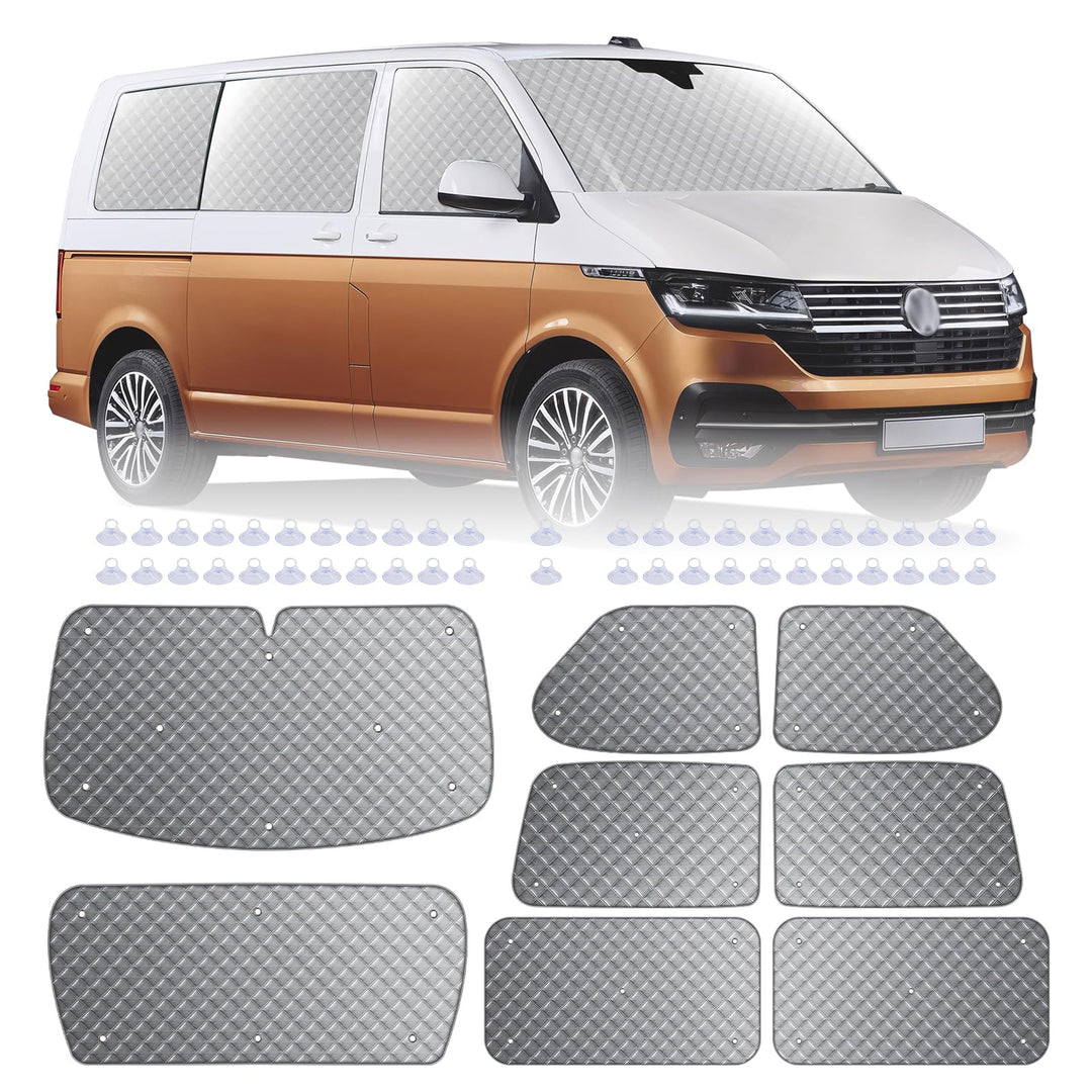 8Stk Thermomatte Fahrerhaus passend für VW T4 SWB, Luxus Interne Auto Sonnenblende Frontscheibenabde