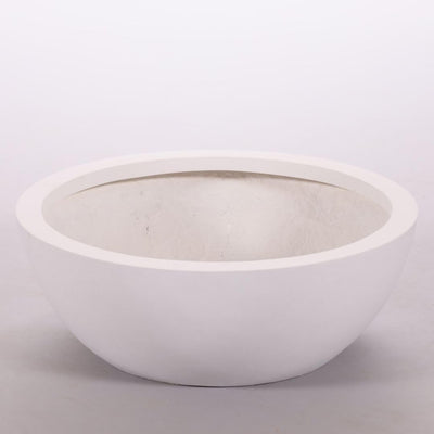 Eleganteinrichten Blumenkübel Fiberglas Schale D55xH19cm Perlmutt weiss.