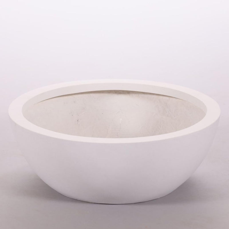 Eleganteinrichten Blumenkübel Fiberglas Schale D55xH19cm Perlmutt weiss.