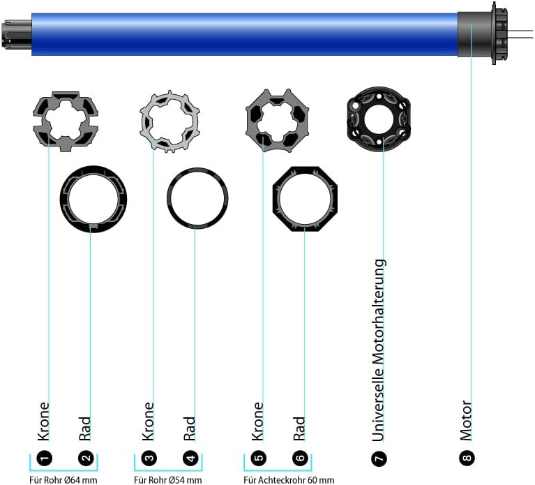 Somfy 1240385 - Rollladenmotor-Ersatzkit | RTS Funk für Fenster Ersatz-Set, kabelgebunden, Fenster,