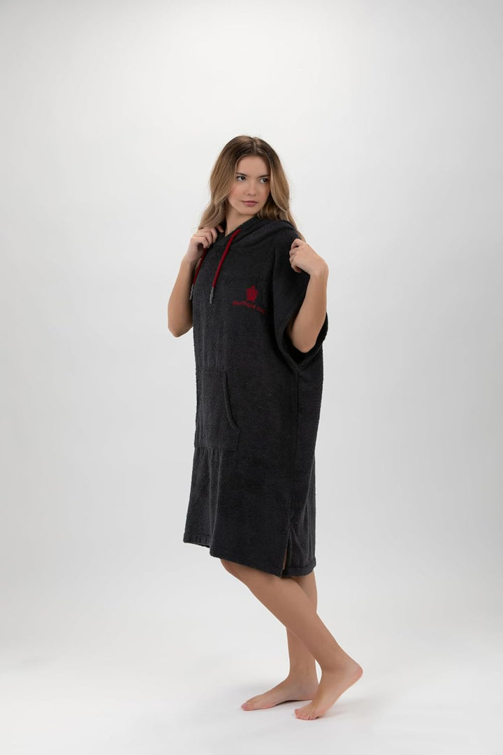 Pacifique Sud - Poncho Dunkelgrau ärmellos - Medium Grösse Coton - Made in Portugal