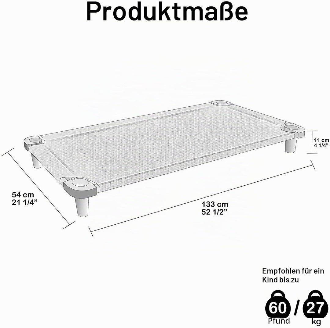 Acrimet Schlafbett für Kinder, tragbares Kleinkindbett, stapelbar, 52 Zoll lang (Edelstahlrohre) (Bl